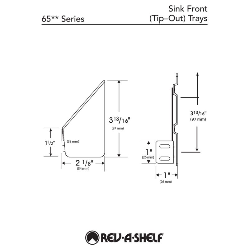 Rev-A-Shelf 14" Tip-Out Plastic Sink Trays for Kitchen and Bathroom Base Cabinet, Pull Out Vanity Shelf Home Organizer, White, 6572-14-11-52 - Image 2